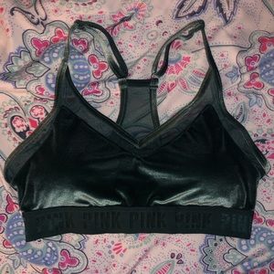 Dark Green Velour Sports Bra with Mesh (3/3)